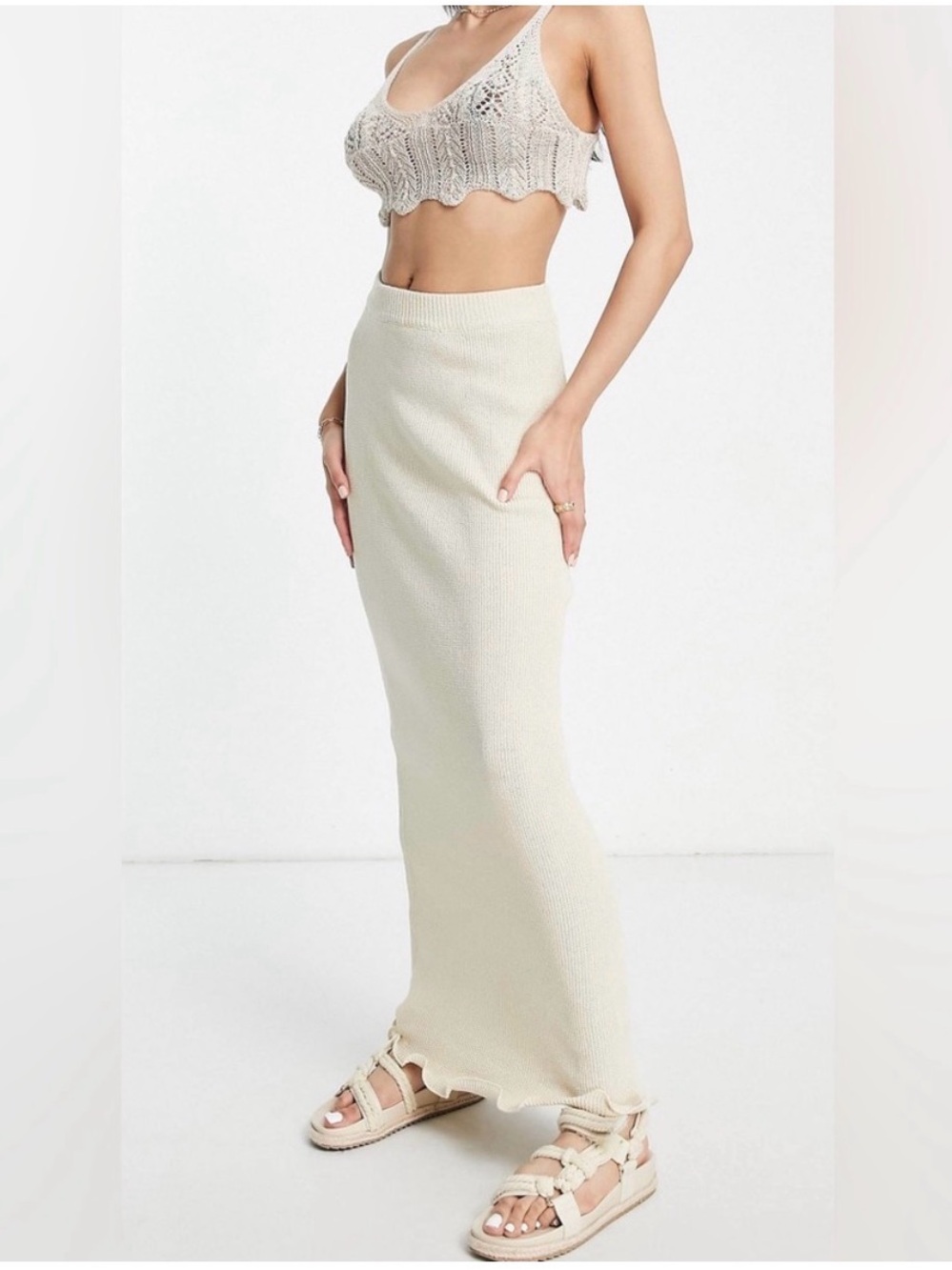 ' SNDYS ' Beige Primrose Maxi Skirt size XS